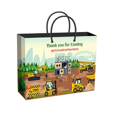 Construction Theme Wide Gift Bag | Plain or Personalized